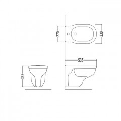 Devon Etoile/New Etoile Биде подвесное с 1 отв. под смесит., 33x53,5см., цвет: белый