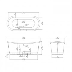Devon Ambra Ванна чугунная (без отверстий для смесителя),182x81xh70,5cм, свободностоящая, цвет: белый, вн.отделка: листовая медь (без слива-перелива)