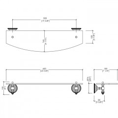 Devon Diamond Полка стеклянная 600 мм, цвет держателей бронза
