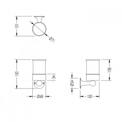 Devon New York Стакан с настенным держателем, керамика/хром