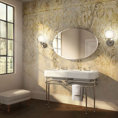 Devon&Devon Crystal Memphis Консоль для двойной раковины Wide Blues. 124,5x56,5xh74,3 см., глянцевый никель/плексигласс