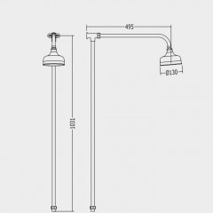 Devon Душ верхний диам 13см с наружней трубой, для термостата MARM74 и ручного душа MARK618, цвет: хром