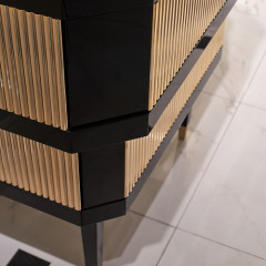 Devon&Devon Metropolitan Тумба под раковину DEEP BLACK 88,5см, планками светл золото, столешница GRANITO NERO ASSOLUTO, раковина SWINDON черная