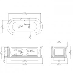 Devon Capitol Ванна чугунная (без отв. для смесителя),170х79х60,5 cм, свободностоящая, с внешней отделкой тонкими алюминиевыми листами(под покраску)