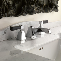 Devon Vip Time Смеситель для раковины на 3 отв. с донным клапаном, ручки из черного хрусталя , цвет хром