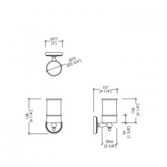 Devon DOROTHY стаканчик (керамика белая) для з/щеток настенный, держатель цвет: хром/белый