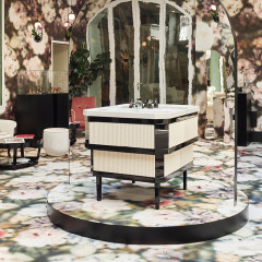 Devon&Devon Metropolitan Тумба под раковину DEEP BLACK 88,5см, планками PURE WHITE, столешница GRANITO NERO ASSOLUTO, раковина SWINDON черная