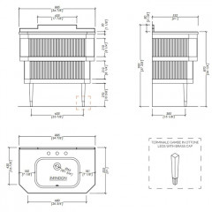 Devon&Devon Metropolitan Тумба под раковину DEEP BLACK 88,5см, планками PURE WHITE, столешница GRANITO NERO ASSOLUTO, раковина SWINDON черная