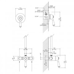 Devon Cмеситель универсальный д/скрытого и наружнего монтажа, с ручкой белой, цвет: бронза