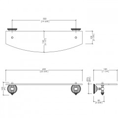 Devon Diamond Полка стеклянная 600 мм, цвет держателей никель блестящий