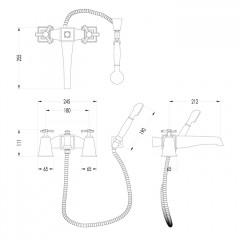 Devon Time Смеситель на борт ванны на 2 отв с ручной лейкой и шлангом , цвет хром