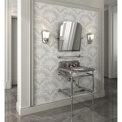 Devon Sound Консоль со столешницей из мрамора серый графит 600х580хH955 мм, металлическая структура с полочкой решеткой, цвет хром(без раковины)