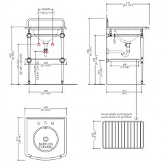 Devon Sound Консоль со столешницей из мрамора серый графит 600х580хH955 мм, металлическая структура с полочкой решеткой, цвет хром(без раковины)