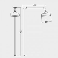 Devon Верхний душ d=20 см с наружней трубой, для термостата MARM74 и ручного душа MARK618, цвет: хром (со скл компплектом продаем!)