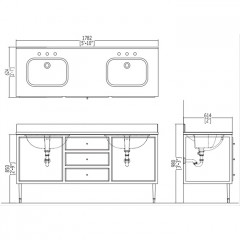 Devon&Devon Jazz 3 Тумба под раковину 178,2 см. с 2мя дверцами и 3мя выдвижными ящиками, фурнитура: хром. Материал - МДФ, снаружи высокоглянцевый лак,