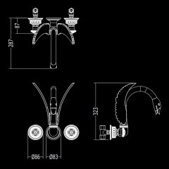 Devon&Devon Excelsior Swan Смеситель для раковины на 3 отв. для настенного монтажа, цвет: хром.
