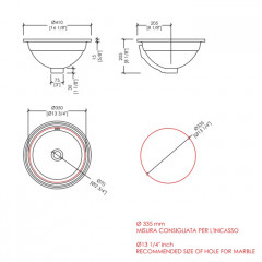 Devon Раковина Babylon ceramic керамическая встраиваемая под столешницу d415, h 205 мм, цвет: белый