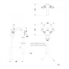 Devon Black Dandy Смеситель для раковины на 1 отв, с донным клапаном ручки черные цвет: никель блестящий