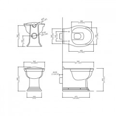 Devon Westminster Унитаз напольный пристенный (54,5х36,5см) для встроенного бачка, горизонтальный выпуск, цвет: белый