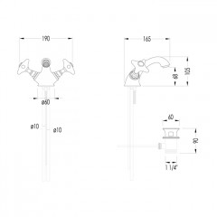 Devon&Devon WHITE ROSE Смеситель для раковины на 1 отв.ручки белые ,с донным клапаном,цвет хром