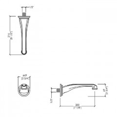 Devon Tribeca Выпуск одиночный настенный 216 см, цвет никель блестящий