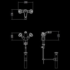 Devon&Devon Excelsior King Смеситель для биде на 1 отв., донный клапан, цвет: золото 24к.