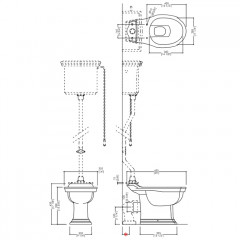 Devon Westminster Бачок высокий подвесной OLD, (укомплектован декорат. пластиной для унитаза), без механизма слива и патрубка, цвет: белый (не прозв!)