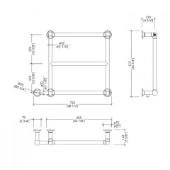 Devon&Devon Iside 5 Полотенцесушитель электрический 725x615x143 мм., скрытое подключение слева, цвет никель блестящий