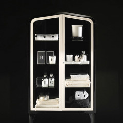 Devon Dancer 1 Витрина (80х30хh180см); с 2-мя дверцами, корпус и ножки цвет: черный глянец; дверки цвет: белый глянец