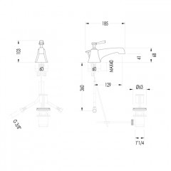 Devon Time Смеситель для раковины на 1 отв. с донным клапаном , цвет светлое золото