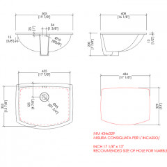 Devon Westminster Раковина встраиваемая 408х505мм без отверстия под смеситель, цвет: белый