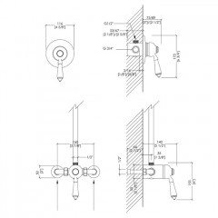 Devon Cмеситель универсальный д/скрытого и наружнего монтажа, с ручкой белой, цвет: никель блестящий
