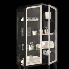 Devon Dancer 1 Витрина (80х30хh180см); с 2-мя дверцами, корпус и ножки цвет: черный глянец; дверки цвет: белый глянец