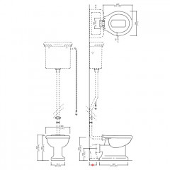 Devon Etolie Труба для высокого бачка, цвет хром,(зажим-держатель и коллекторы)