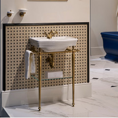 Devon Jolie Консоль напольная со стеклянной полочкой 63,4х85,8 см для раковины NEW ETOILE на 1 отв, цвет бронза