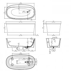 Devon Holiday Ванна ИЗ WHITE TEC PLUS 175.7х54,55х89.7 см, цвет: белый, в компл донный клапан с крышкой из WHITE TEC(без цоколя)