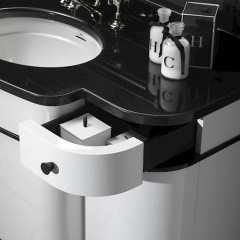 Devon Music База с гранитом NERO ASSOLUTO c 3отв.(120,5х42/56хh88,5/96см); корпус цвет:белый с кантом черным; ножки цвет: черный (без раков. WHITE56)