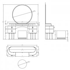 Devon Zelda Тумба напольная 155х45х183 см со столешницей cremo-extra, цвет мебели INTENSE PINK, ножки латунь матовая