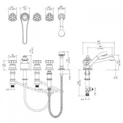 Devon Tribeca Смеситель на борт ванны , на 5 отв, с ручной лейкой и переключателем, цвет никель блестящий