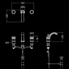 Devon&Devon Excelsior Royal Смеситель для раковины на 3 отверстия, донный клапан. Цвет: античная латунь.