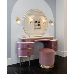 Devon Zelda Тумба напольная 155х45х183 см со столешницей cremo-extra, цвет мебели INTENSE PINK, ножки латунь матовая