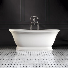 Devon Aurora Ванна 171x87/5xh70,5cм,свободностоящая, встроенный перелив, донный клапан с крышкой из White Tec Plus, сифон, цвет: белый