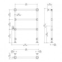 DEVON&DEVON BACCUS 4 Полотенцесушитель электрический 740х952x157 мм., термостат (хром) слева, цвет хром