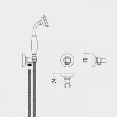 Devon лейка с гибким шлангом, выпуском-держателем настенным, ручка белая, цвет: никель блестящий