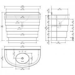 Devon Summertime Antique Тумбочка под умыв.со столеш.из черного granito nero assaluto, 1250х620х890 мм, с 3 отв.под смесит(без раковины)