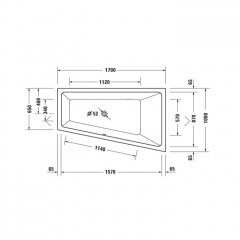 Duravit No.1 Ванна встраиваемая 1700х1000 мм вариант правый (СПЕЦЦЕНА со склада поставщика!)