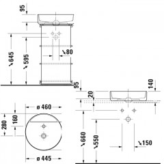 DURAVIT Bento Starck Box Раковина накладная D460мм,, с 1 отв под смеситель, HygieneGlaze, белый глянцевый