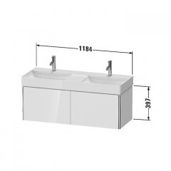 Duravit XSquare Тумба подвесная под раковину # 235312, 2 выдвижных отделения, 397x1184x460мм, цвет White High Gloss