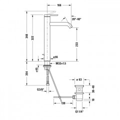 Duravit C.1 Смеситель для раковины на 1 отв. высокий h=322 мм, с донным клапаном, излив 166мм, цвет: хром