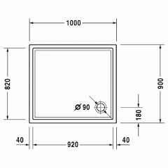 Duravit Starck Slimline Поддон акриловый 1000x900х50mm, d 90, с антислипом, цвет белый